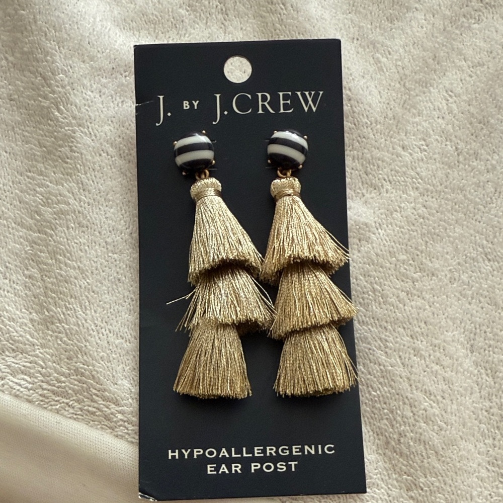 J. Crew Gold Tiered Tassel Earrings